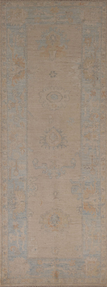 Vegetable Dye Oushak Oriental Runner Rug 3x9
