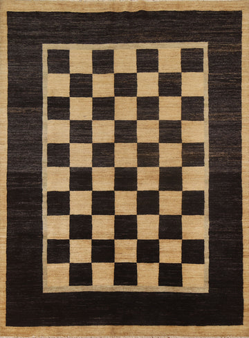 Checkered Gabbeh Modern Area Rug 6x8