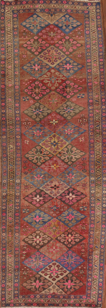 Antique Vegetable Dye Tabriz Persian Runner Rug 4x12