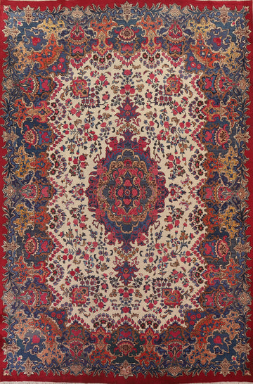 Floral Ivory Mashad Persian Area Rug 10x13