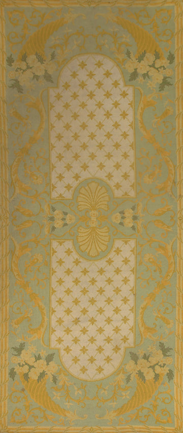 Vegetable Dye Savonnerie Vintage Runner Rug 4x10