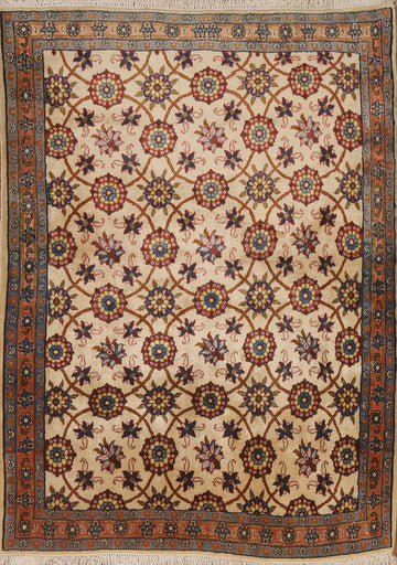 Vegetable Dye Floral Varamin Persian Area Rug 4x5