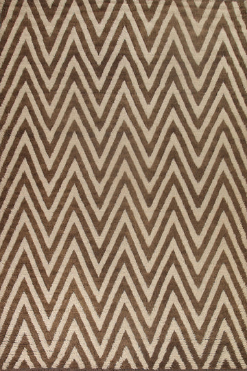 Ivory/ Brown Moroccan Shaggy Wool Area Rug 9x12