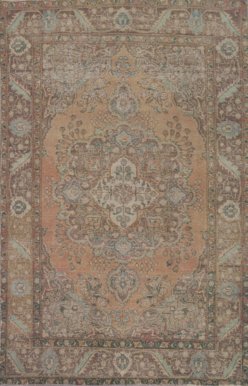 Distressed Tabriz Persian Area Rug 7x9