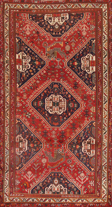 Red Geometric Shiraz Persian Area Rug 5x9