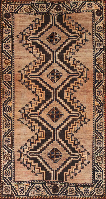 Geometric Qashqai Persian Area Rug 4x8