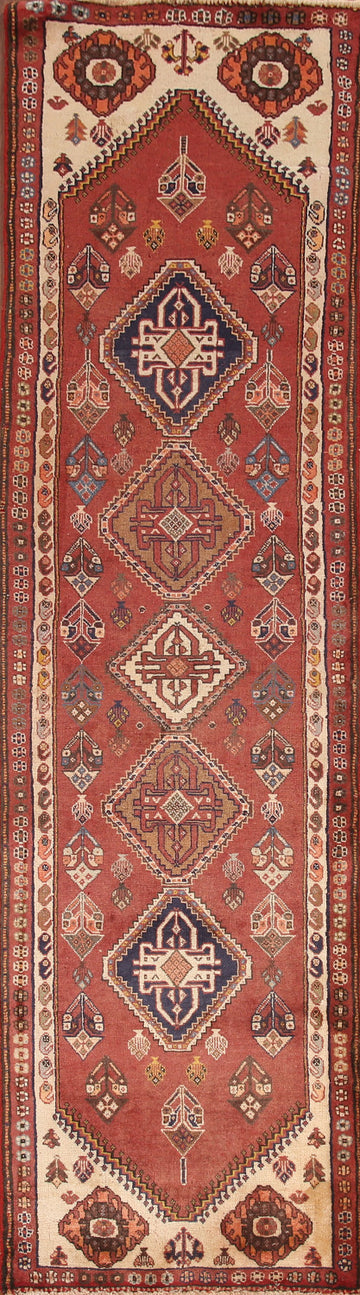 Vintage Wool Shiraz Persian Runner Rug 2x9