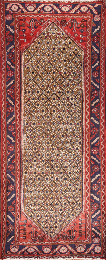 Brown Wool Koliaei Persian Runner Rug 4x9
