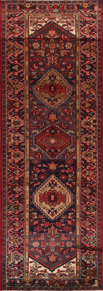 Vegetable Dye Hamedan Persian Runner Rug 4x11