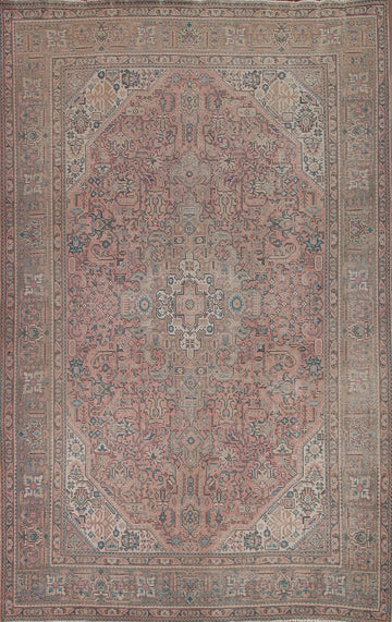 Pink Geometric Tabriz Persian Area Rug 8x11