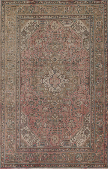Geometric Wool Tabriz Persian Area Rug 7x10