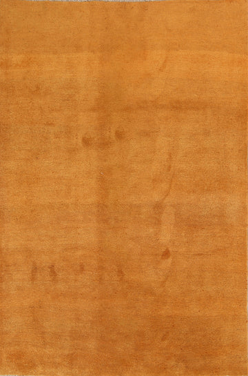 Solid Orange Gabbeh Shiraz Modern Persian Are Rug 7x10ft