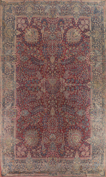 Antique Kerman Lavar Vegetable Dye Large Persian Rug 10x14