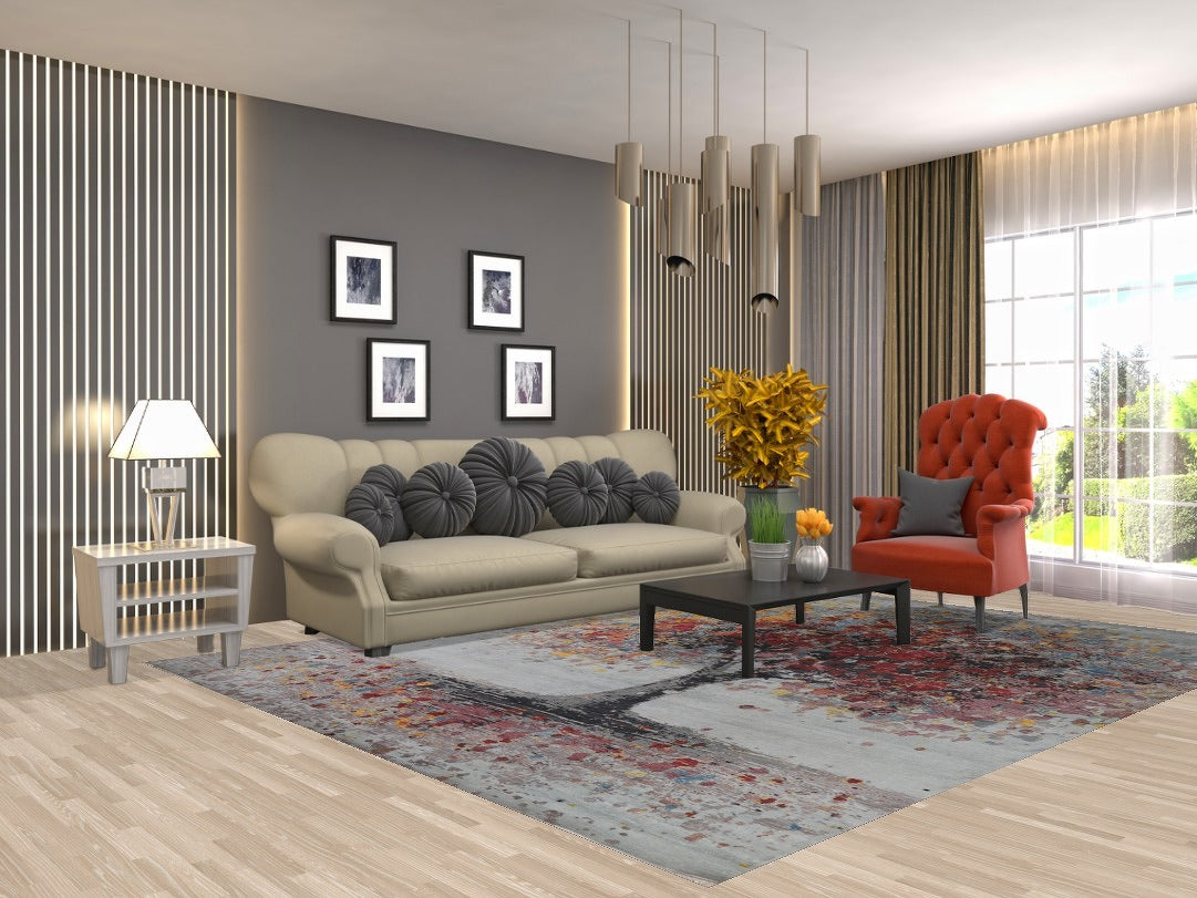 Vegetable Dye Abstract Area Rug 8x10