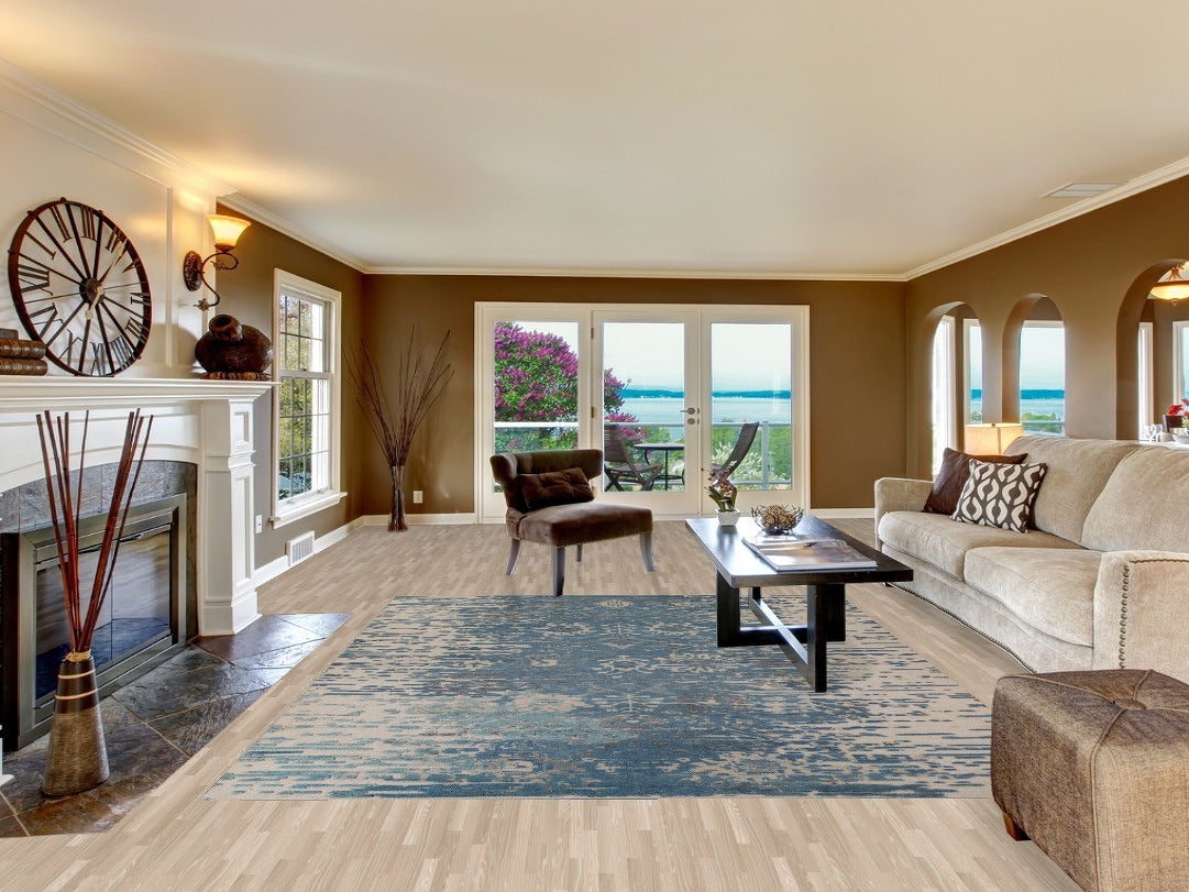 bLUE Abstract Oriental Area Rug 8x10