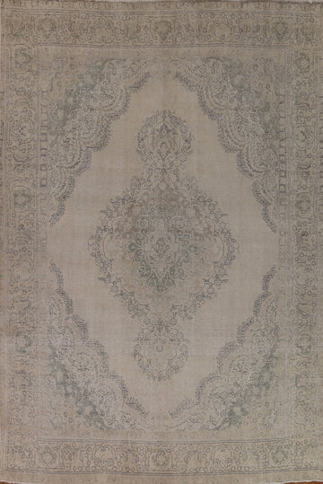 Distressed Wool Tabriz Persian Area Rug 10x13
