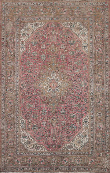Handmade Pink Tabriz Persian Area Rug 7x10