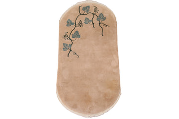 Oval Handmade Art Deco Vintage Area Rug 3x6