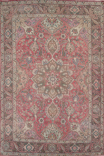 Vintage Floral Tabriz Persian Area Rug 7x10