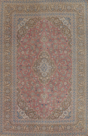 Pink Floral Kashan Persian Area Rug 9x13