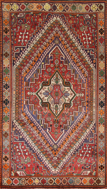 Geometric Red Kashkoli Persian Area Rug 5x9