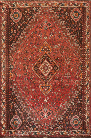 Tribal Red Qashqai Persian Area Rug 7x10