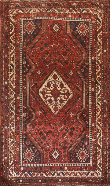 Handmade Wool Qashqai Persian Area Rug 5x9