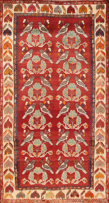 Animal Pictorial Gabbeh Kashkoli Persian Area Rug 4x8