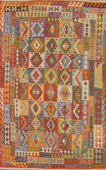 All-Over Geometric Kilim Oriental Area Rug 8x12