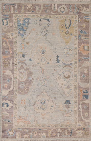 Vegetable Dye Oushak Turkish Area Rug 4x6