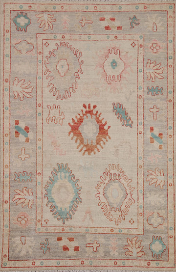 Vegetable Dye Oushak Turkish Area Rug 4x6
