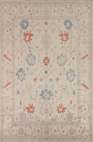 Floral Oushak Vegetable Dye Area Rug 9x12