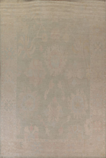 Muted Oushak Vegetable Dye Large Area Rug 10x14