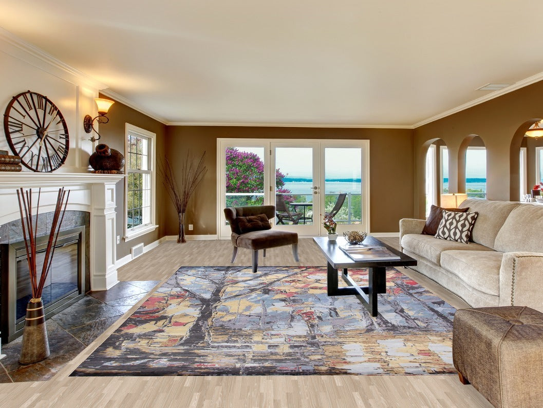 Nature Print Vegetable Dye Area Rug 9x12