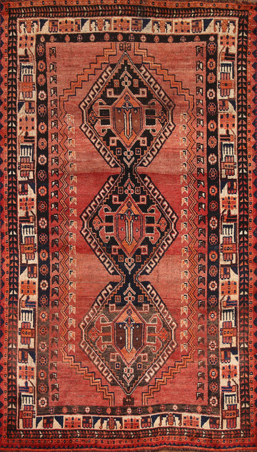 Geometric Qashqai Persian Area Rug 4x7