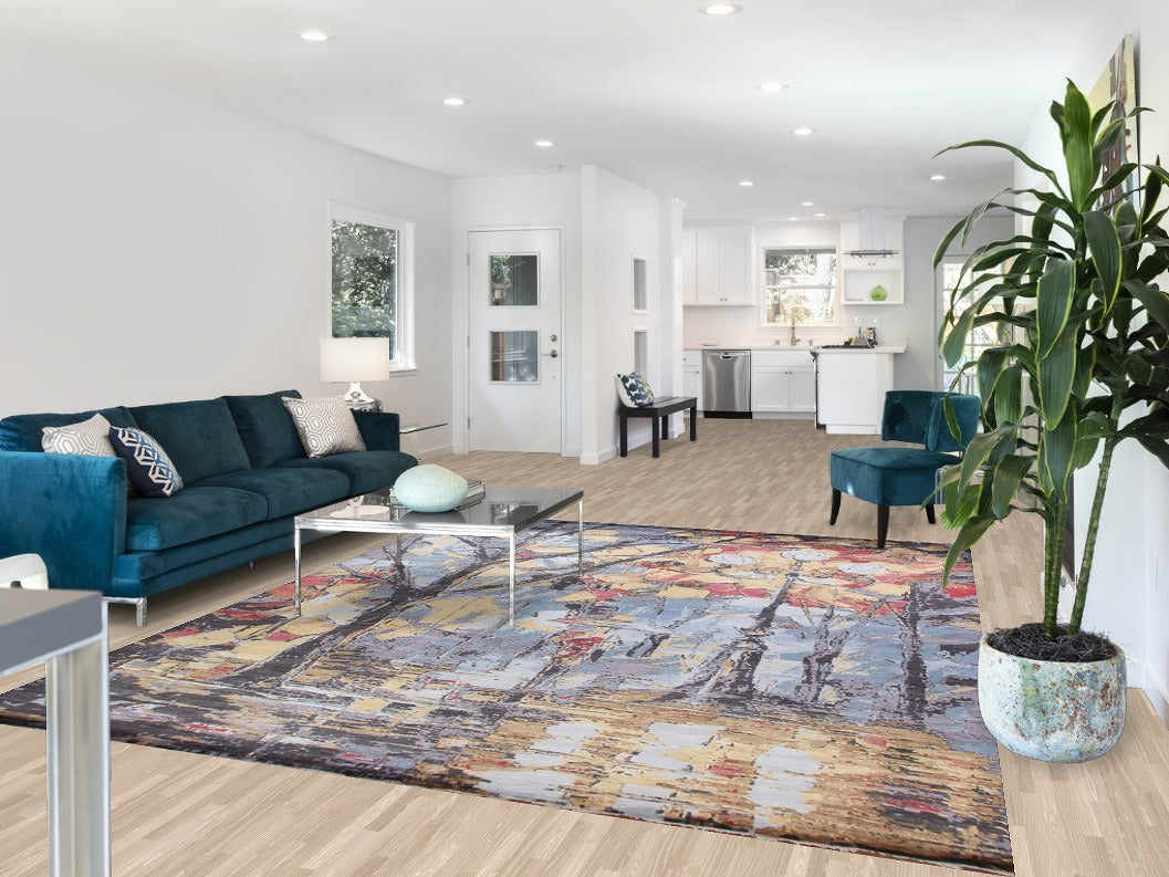 Nature Print Vegetable Dye Area Rug 8x10