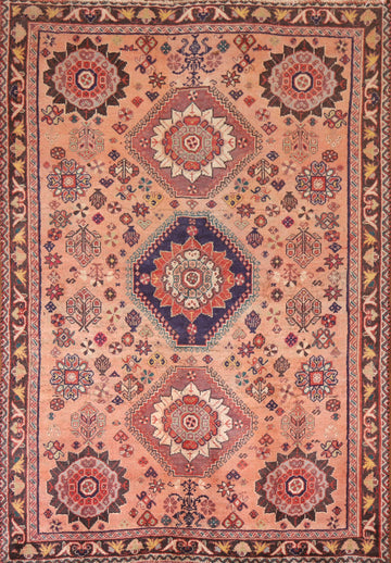 Vintage Wool Shiraz Persian Area Rug 4x6