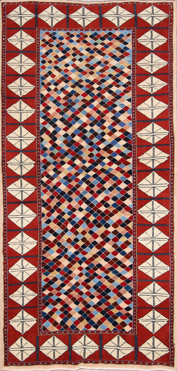 Checked Kashmar Persian Runner Rug 3x7