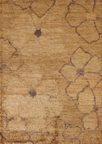 Floral Gold Abstract Area Rug 5x7