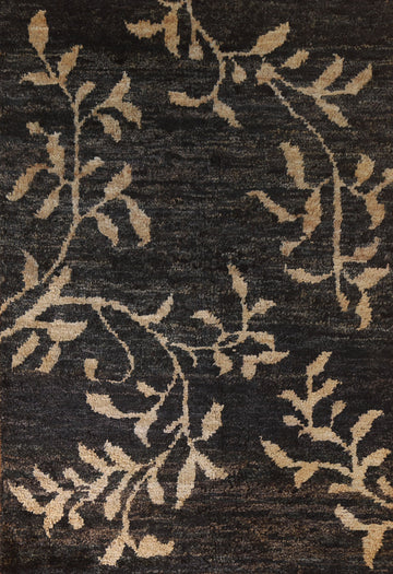 Abstract Black Area Rug 5x7