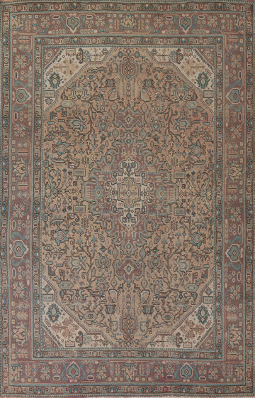 Vintage Geometric Tabriz Persian Area Rug 6x9