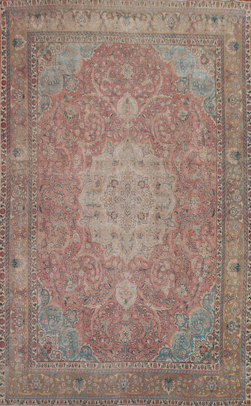 Distressed Pink Tabriz Persian Area Rug 10x13