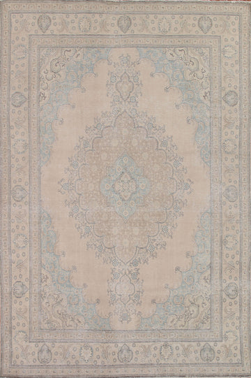 Distressed Wool Tabriz Persian Area Rug 9x13