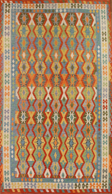 Geometric Kilim Large Wool Rug 10x16