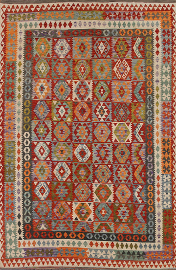 Kilim Geometric Wool Area Rug 8x12