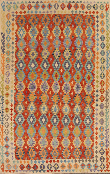 Reversible Wool Kilim Geometric Area Rug 8x12