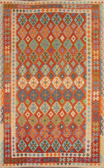 Reversible Wool Kilim Colorful Area Rug 8x11