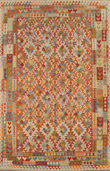 Geometric Kilim Wool Area Rug 8x12