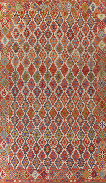 All-Over Geometric Kilim Wool Large Rug 10x16