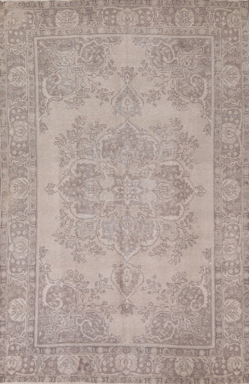 Distressed Wool Tabriz Persian Area Rug 6x10